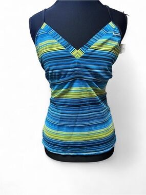 Y2K Nike striped cami tank top blue green sporty girl aesthetic early 2000s vtg